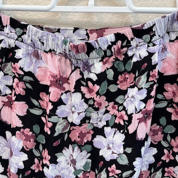 Rewind Floral Miniskirt, Front Ruched, Drawstring, Ruffle Hem, Y2K Medium - Picture 7 of 9